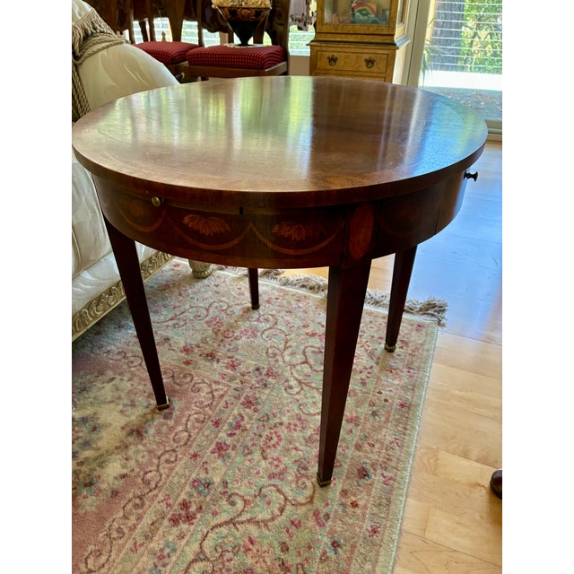 Wood Late 20th Century Baker Furniture Federal Inlaid Mahogany Side Table For Sale - Image 7 of 9