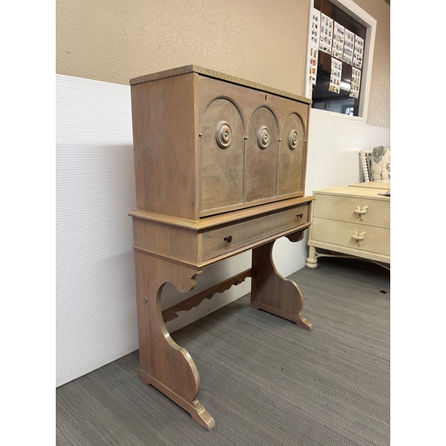 Wood Spanish Baroque Style Drop Front Desk, Vintage For Sale - Image 7 of 12
