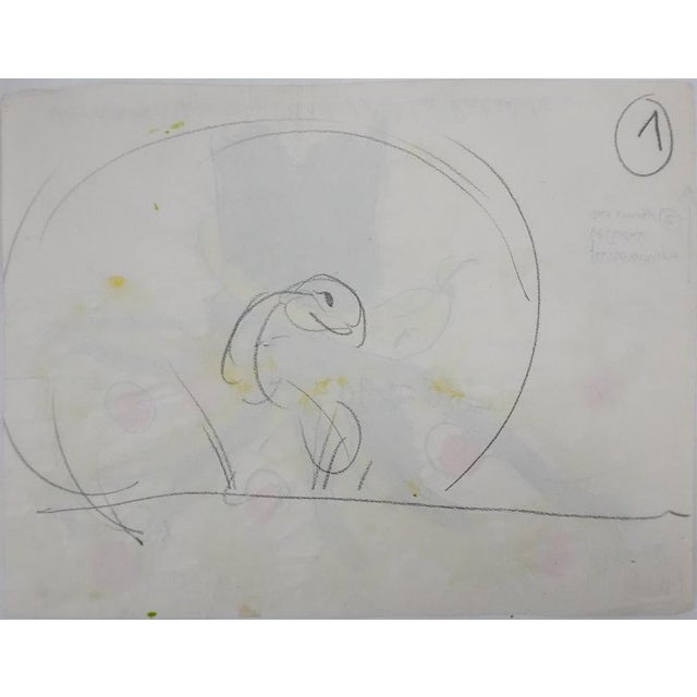 Jean Effel, Teinturier, The Apple Tree Serpent, 1970, Watercolor For Sale - Image 6 of 7