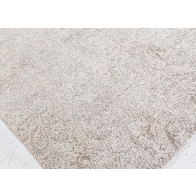 Modern Contemporary Damask Gray With Taupe Silk Rug "Fernlight" by Doris Leslie Blau For Sale - Image 3 of 8