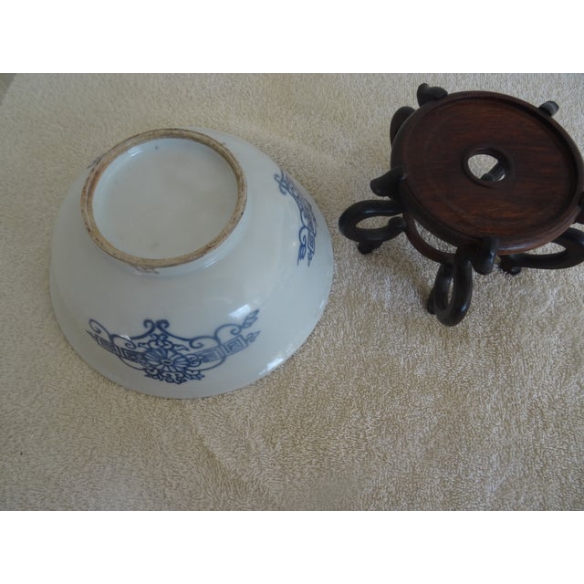 Wood Antique Chinese Bowl on Carved Stand For Sale - Image 7 of 8
