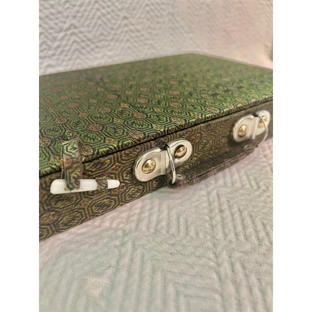 Vintage Chinese Bone & Bamboo Mah Jong Set in Silk Brocade Case With Original Booklet & Wrapped Tiles For Sale - Image 14 of 15