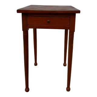 A Antique Softwood Sheraton Turned Leg One Drawer Side Table With Button Feet, Pennsylvania, Circa 1820’s For Sale