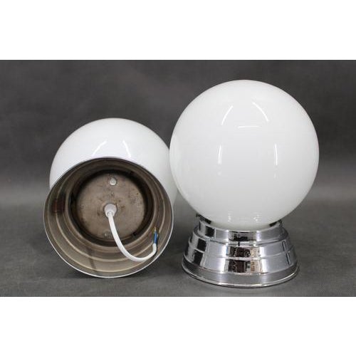 Glass Art Deco Ceiling Lights, Czechoslovakia, 1940s, Set of 2 For Sale - Image 7 of 11