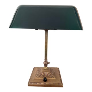 1930s Emerallite Bankers Desk Lamp by McFaddin & Co. New York, With Adjustable Shade and Stem For Sale