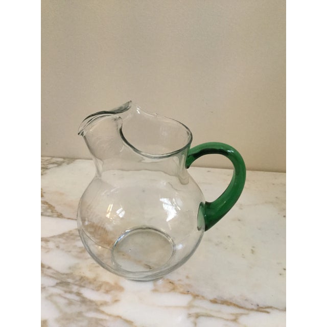 Mid-Century Modern Vintage Libbey Glass Pitcher With Green Handle For Sale - Image 3 of 7