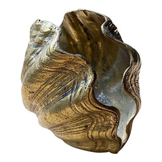 1960s Solid Brass Mid-Century Modern Hinged Clam Conch Shell Decor For Sale