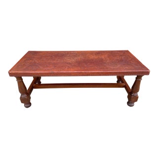Peruvian Hand Tooled Leather Bench For Sale