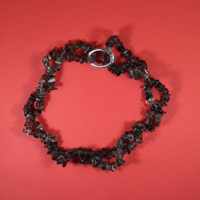 Late 20th Century Late 20th Century Ajd 34 Inch Infinity Smoky Quartz Polished Chip Necklace For Sale - Image 5 of 6