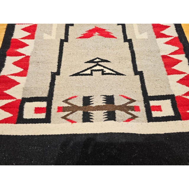 Vintage Native American Navajo Rug, Handwoven Wool, Storm Pattern, 30” X 55” For Sale In Chicago - Image 6 of 12