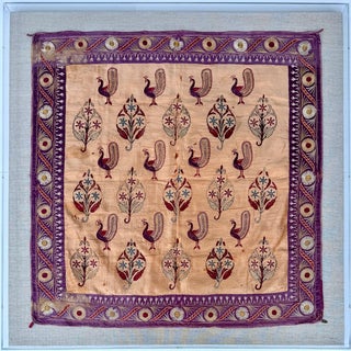 Antique Indian Silk Embroidery Textile, Framed For Sale