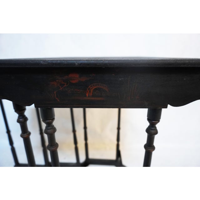 20th Century Antique Victorian Black Lacquer Nest of 3 Tables For Sale - Image 16 of 18