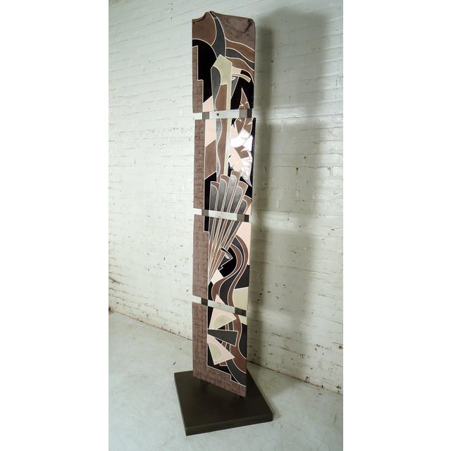 This vintage standing art features detailed tile work on a sturdy base. Very impressive addition to any interior or home.