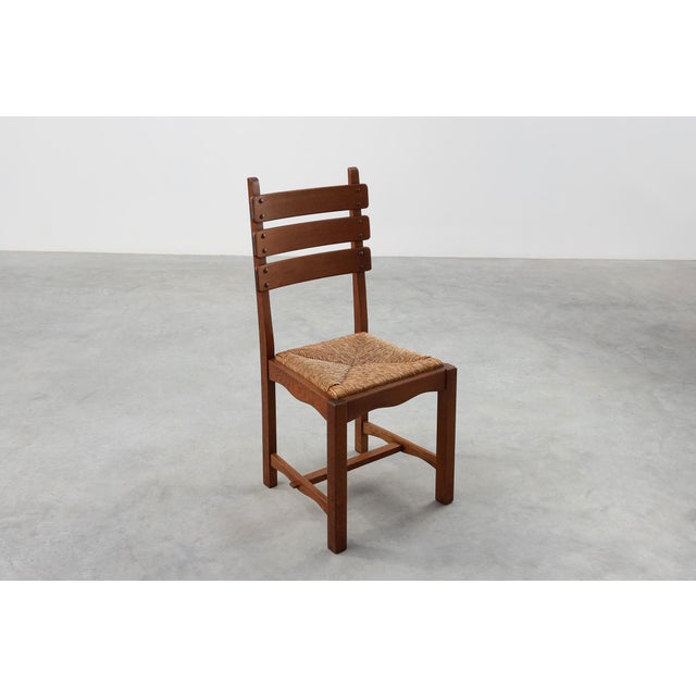 1960s Mid-Century Modern Brutalist Oak and Wicker Chair, 1960 For Sale - Image 5 of 18
