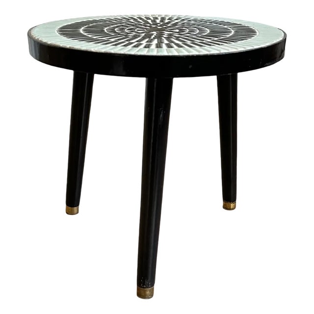Round Tile Mosaic Side Table, 1970s For Sale