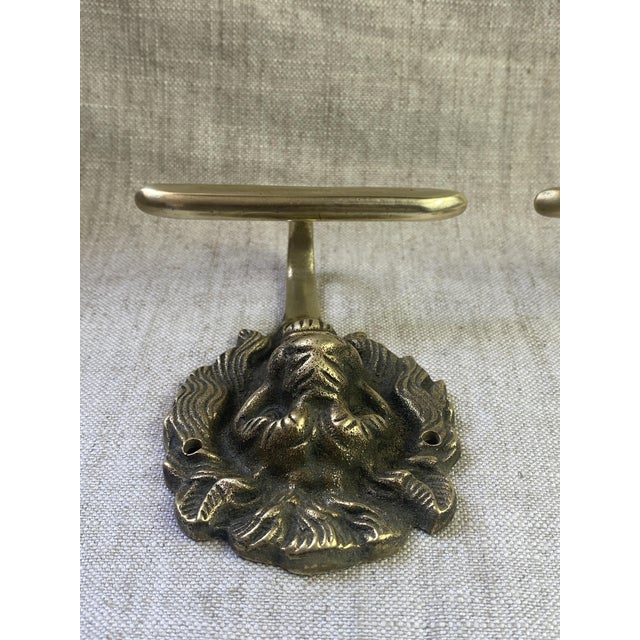 Vintage Brass Lion Head Coat Hooks, 1940s, Set of 2 For Sale - Image 10 of 15