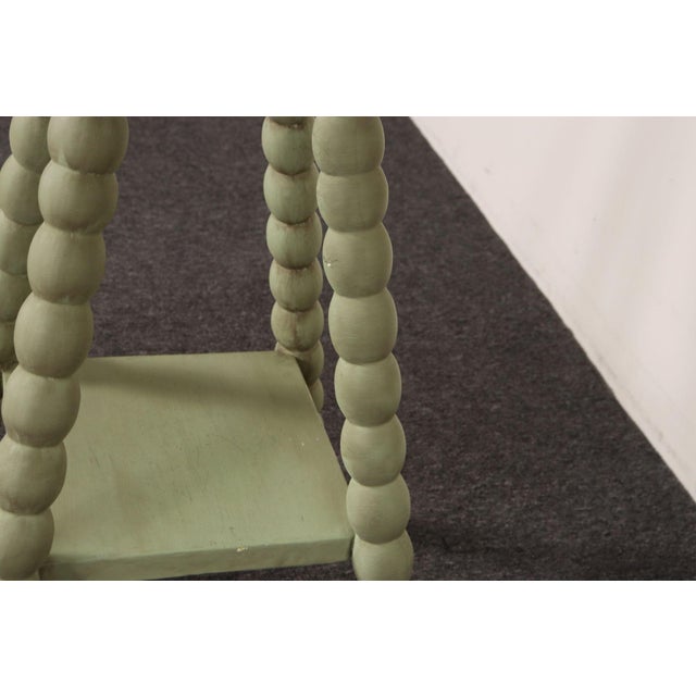 Vintage Folk Art Two Tier Mint Green Bobbin Side Table For Sale - Image 12 of 18