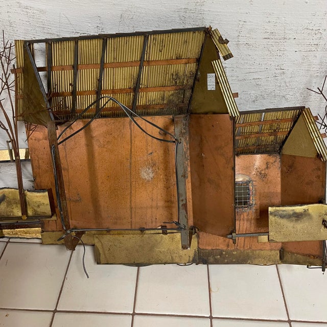 Metal 1970s C. Jere Water Mill House Wall Sculpture For Sale - Image 7 of 11