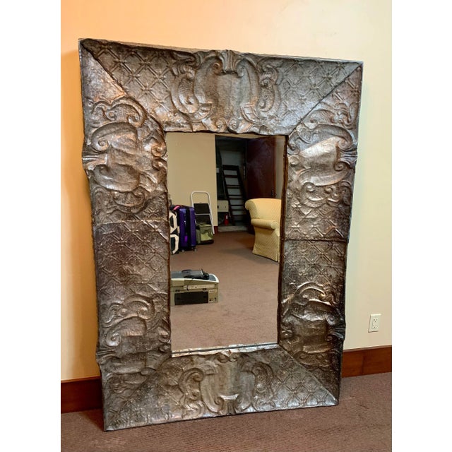 Artisan Hand-Made Sculpted Tin Framed Wall Mirror For Sale - Image 13 of 13