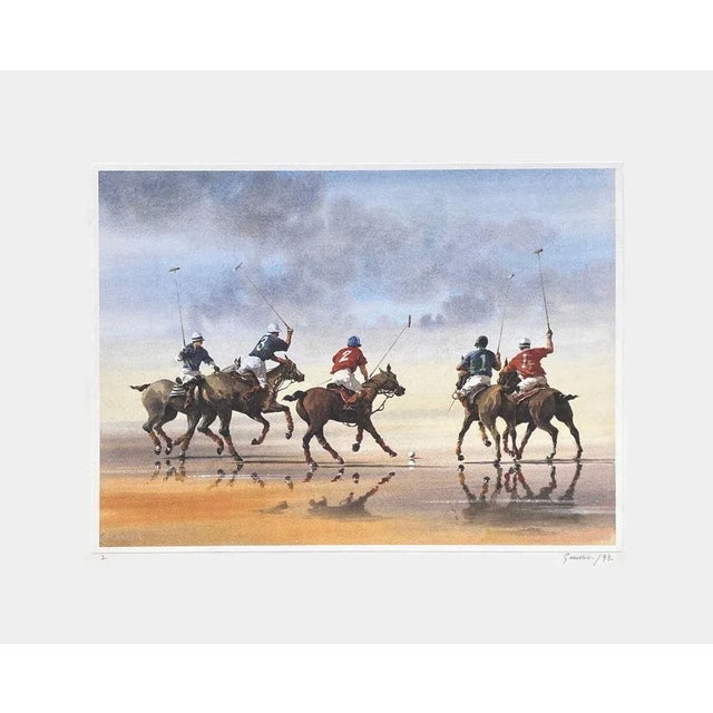 Alain GAUDIN A GAME OF POLO 1993 lithograph on white cardboard signed and numbered in pencil published by : Galerie Luc...