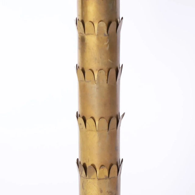 Late 20th Century Pair of Brass Palm Tree Table Lamps For Sale - Image 5 of 7