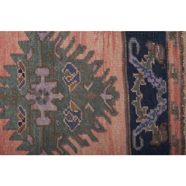 1960s Vintage Muted Soft Colors Turkish Stair Carpet - Hallway Runner For Sale - Image 5 of 13