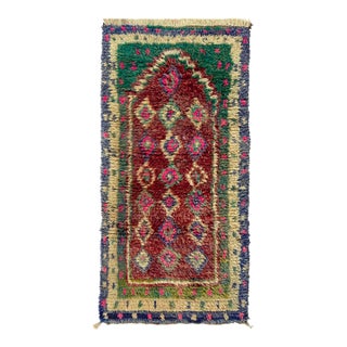 3x5 Vintage Turkish Tulu Shag Runner in Multicolor Diamond Pattern For Sale