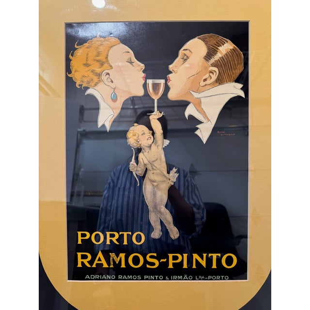 Art Deco Early 20th Century René Vincent Porto Ramos-Pinto Art Deco Port Wine Advertising Poster Framed For Sale - Image 3 of 9