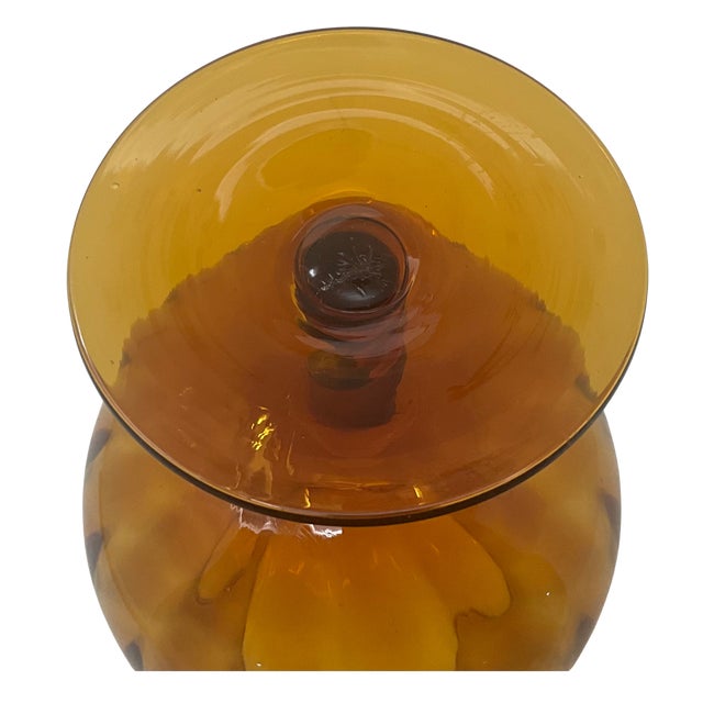 Vintage Amber Optic Balloon Vase Empoli Style For Sale - Image 13 of 13