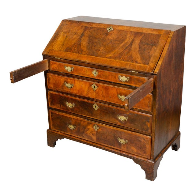 Early 18th Century George II Walnut Slant Lid Desk For Sale - Image 5 of 13