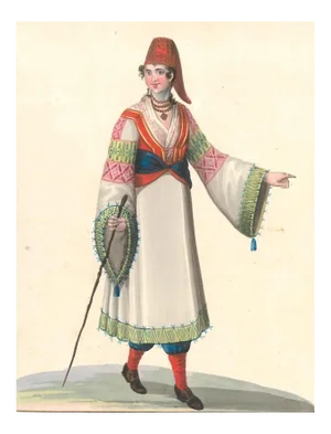 Costume di Carafagreci - Watercolor by M. De Vito 1820 c.a.