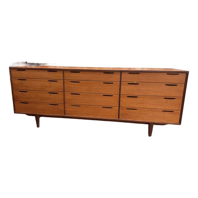 Mid-Century Modern "Jutland" Teak 12-Drawer Lowboy Dresser For Sale