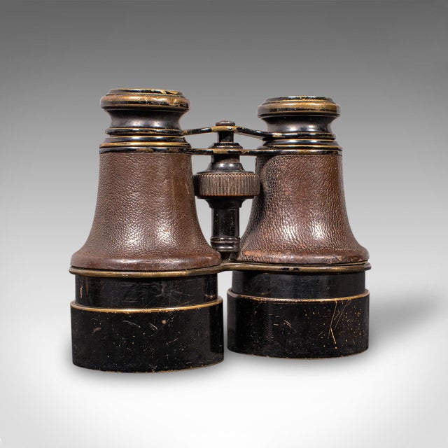 1920s Pair of Antique Opera Glasses, English, Leather, Brass, Binoculars, Ross London For Sale - Image 5 of 12