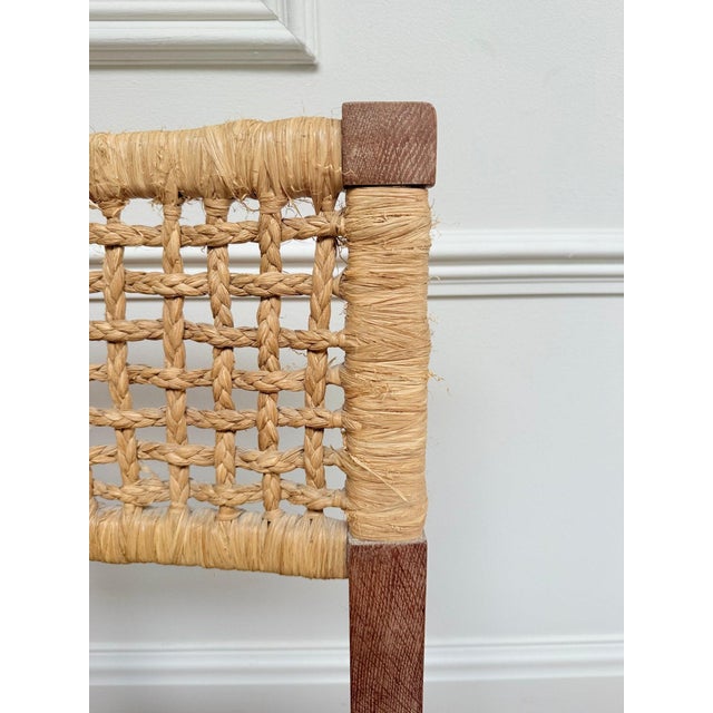Mid-Century French Woven Abaca and Oak Side Chairs attributed to Adrien Audoux & Frida Minet, 1950s, Set of 2 For Sale - Image 10 of 12