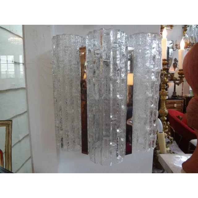 Murano, Venini & Co. Vintage Venini Style Murano Glass and Chrome Sconces-A Pair For Sale - Image 4 of 9