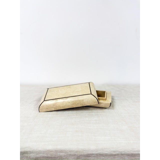 1970s Vintage Tessellated Stone Box Brass Inlay Maitland Smith Style 1970s MCM Decor For Sale - Image 5 of 9