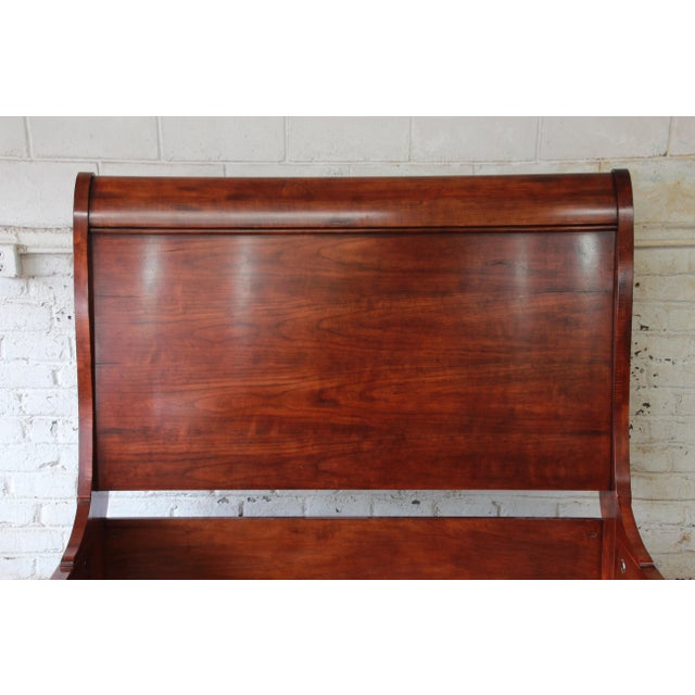 Henredon Aged Cherry Wood Queen Size Sleigh Bed Chairish