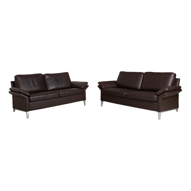 Three-Seater Sofas in Leather from Rolf Benz, Set of 2 For Sale