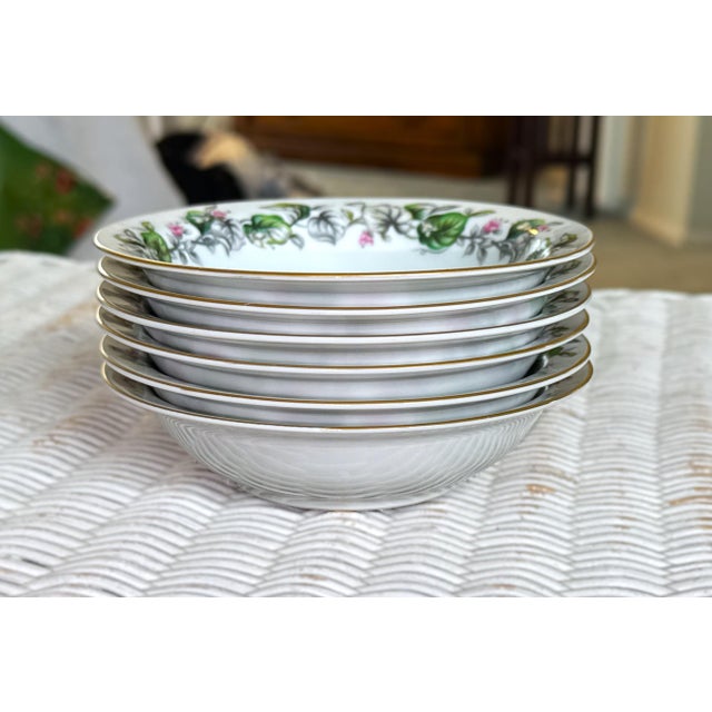 Asian Style Japanese Asian Floral Blossoms China Bowls - Set of 6 For Sale - Image 4 of 9