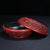 Red Cinnabar Lacquer Round Lidded Box With Kirin Relief Carving, Chinoiserie Decorative Trinket Box For Sale - Image 12 of 12