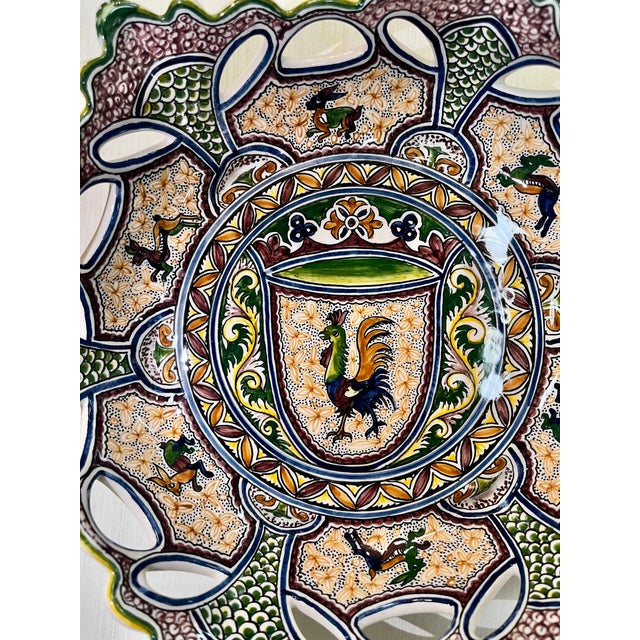 Ceramic Coimbra Ceramic - Hand Painted Portuguese Fruit Basket 6 For Sale - Image 7 of 10