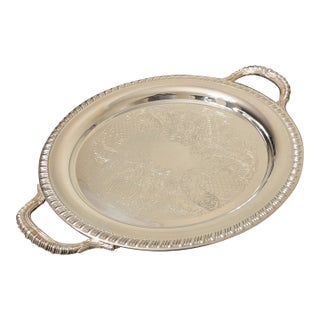 Vintage Fb Rogers 12.25" Round Silverplate Serving Tray With Handles For Sale