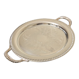Vintage Fb Rogers 12.25" Round Silverplate Serving Tray With Handles