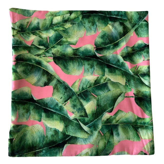 Contemporary Dominican Banana Leaves with Pink Pillow Cover For Sale - Image 9 of 13