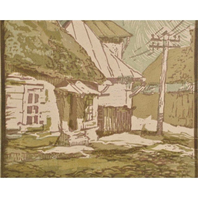Albert Goltjakov, Street Corner, 1957, Monotype, in Good conditions. Designed 1950 to 1959 This piece has an attribution...