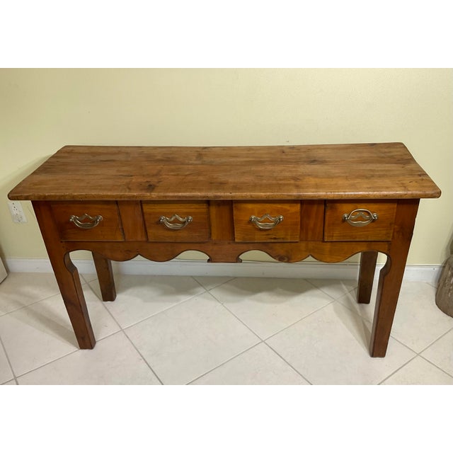 Antique Farmhouse Console Table Handcrafted Rustic Credenza Vintage Country For Sale - Image 16 of 17