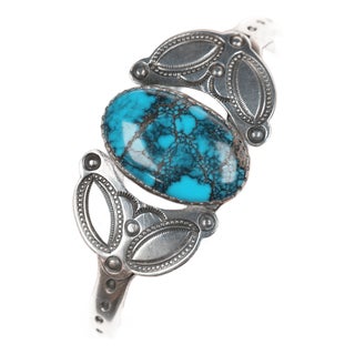 6 3/8" Ike Wilson Navajo (1901-1942) Ingot High grade turquoise cuff bracelet For Sale