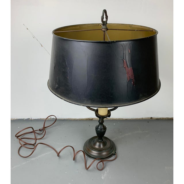 Metal Vintage 3 Candle French Empire-Style Brass Bouillotte Desk Lamp For Sale - Image 7 of 11
