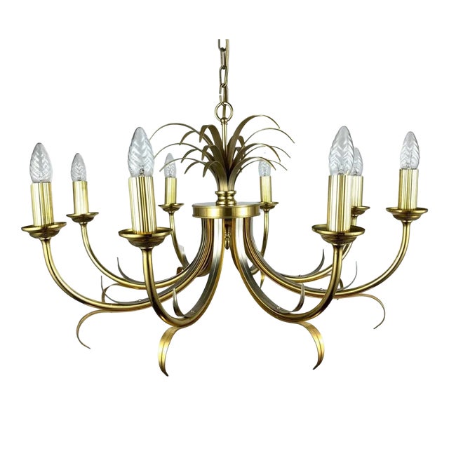 Gilt Brass Chandelier from S.A. Boulanger in the style of Maison Bagues, 1970s For Sale