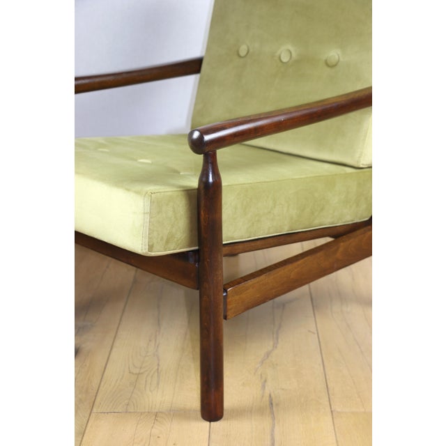 Vintage Wooden Stobrawa Armchair in Olive from Bączyk For Sale - Image 10 of 13